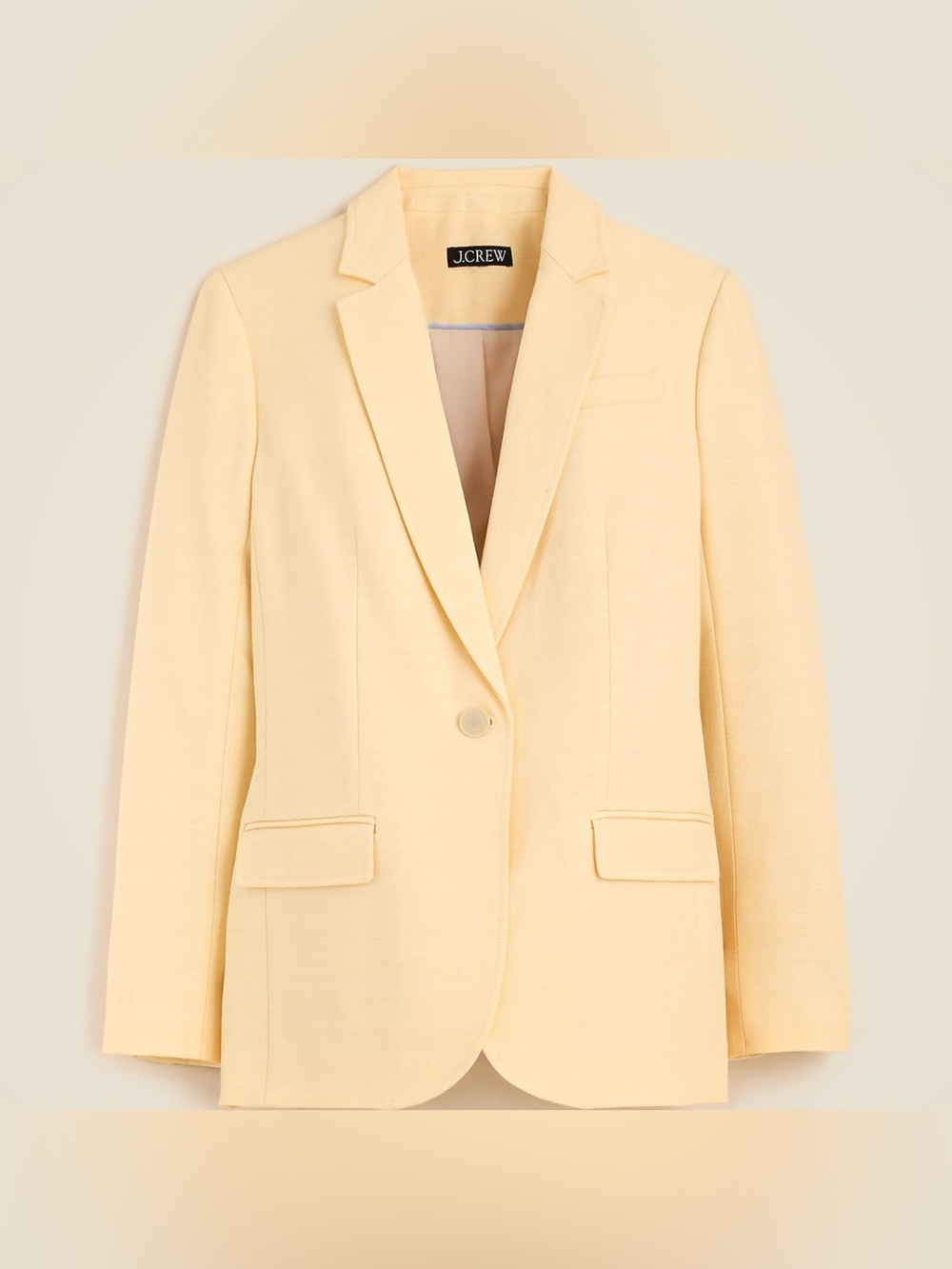 J. Crew Arden Luster Canvas Blazer Sz 2 Yellow Minimalist Preppy Preppy Coastal
